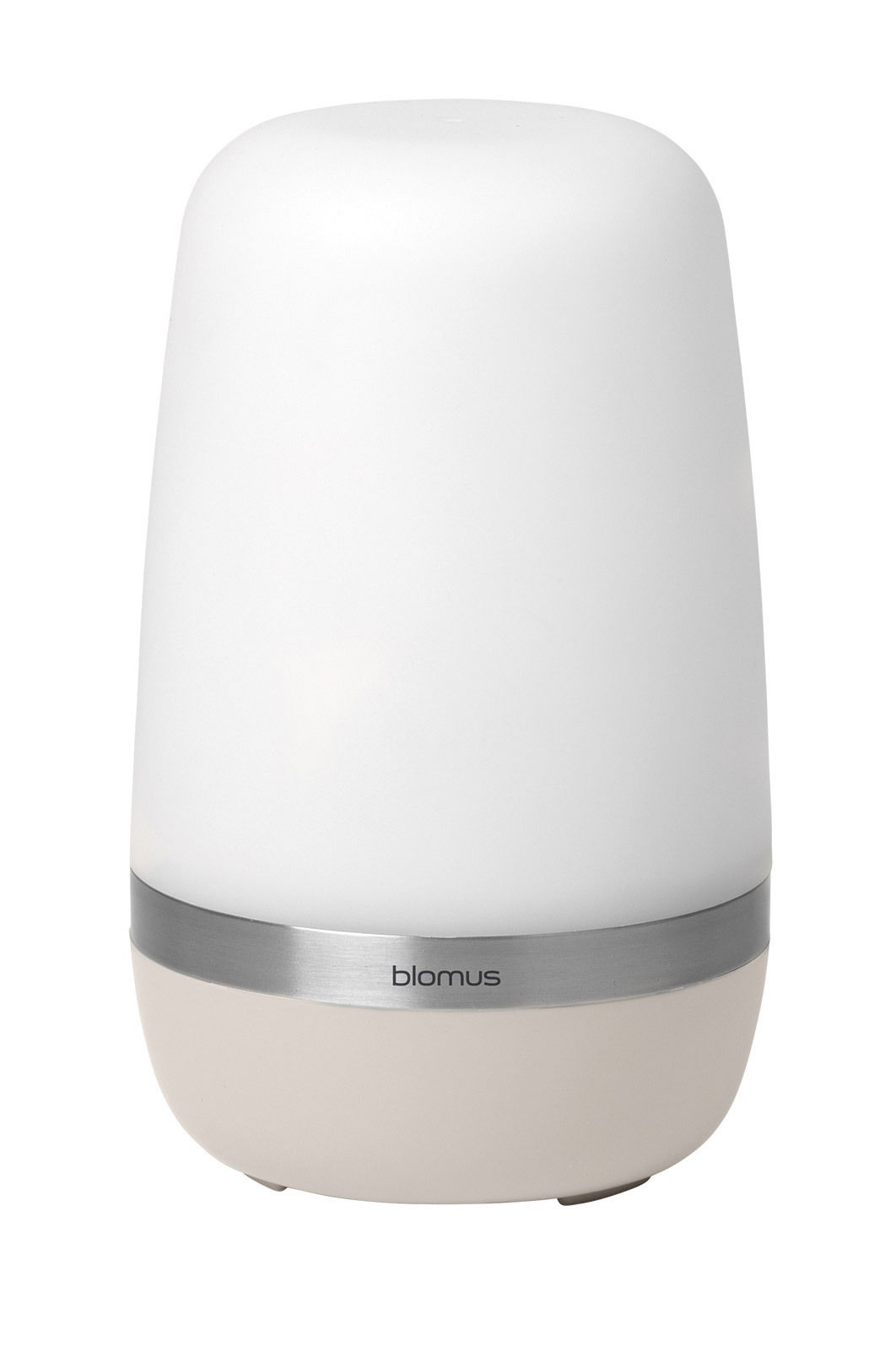 LED-Outdoorleuchte SPIRIT in zylindrischer Form mit weißem Diffusor und silbernem Ring, seitliche Perspektive