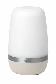 LED-Outdoorleuchte SPIRIT in zylindrischer Form mit weißem Diffusor und silbernem Ring, seitliche Perspektive