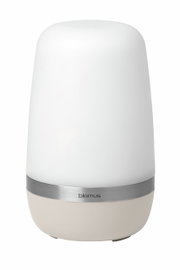 LED-Outdoorleuchte SPIRIT in zylindrischer Form mit weißem Diffusor und silbernem Ring, seitliche Perspektive