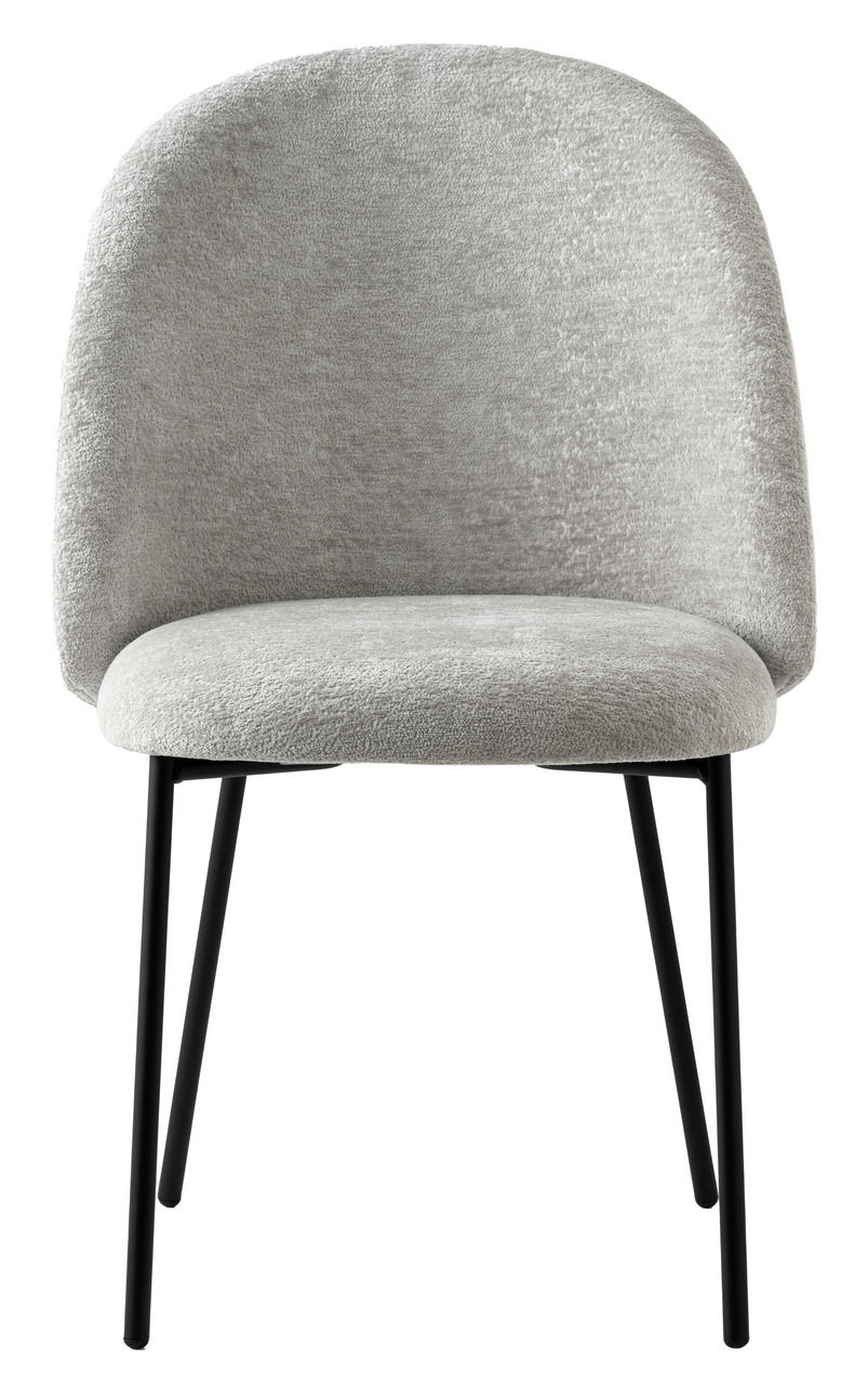 Grauer Stuhl mit schwarzem Metallgestell, Vorderansicht