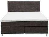 Boxspringbett in dunklem Stoffbezug, Frontalansicht
