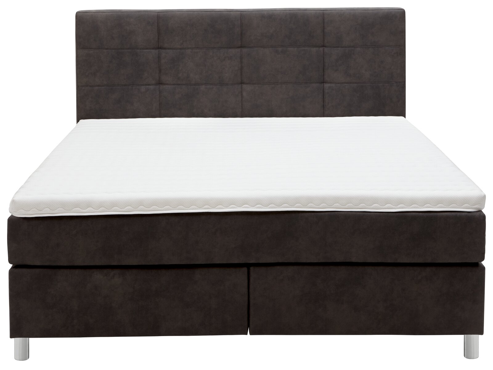 Voleo Boxspringbett CASA LUNA BX Boxspringbett in dunklem Stoffbezug, Frontalansicht