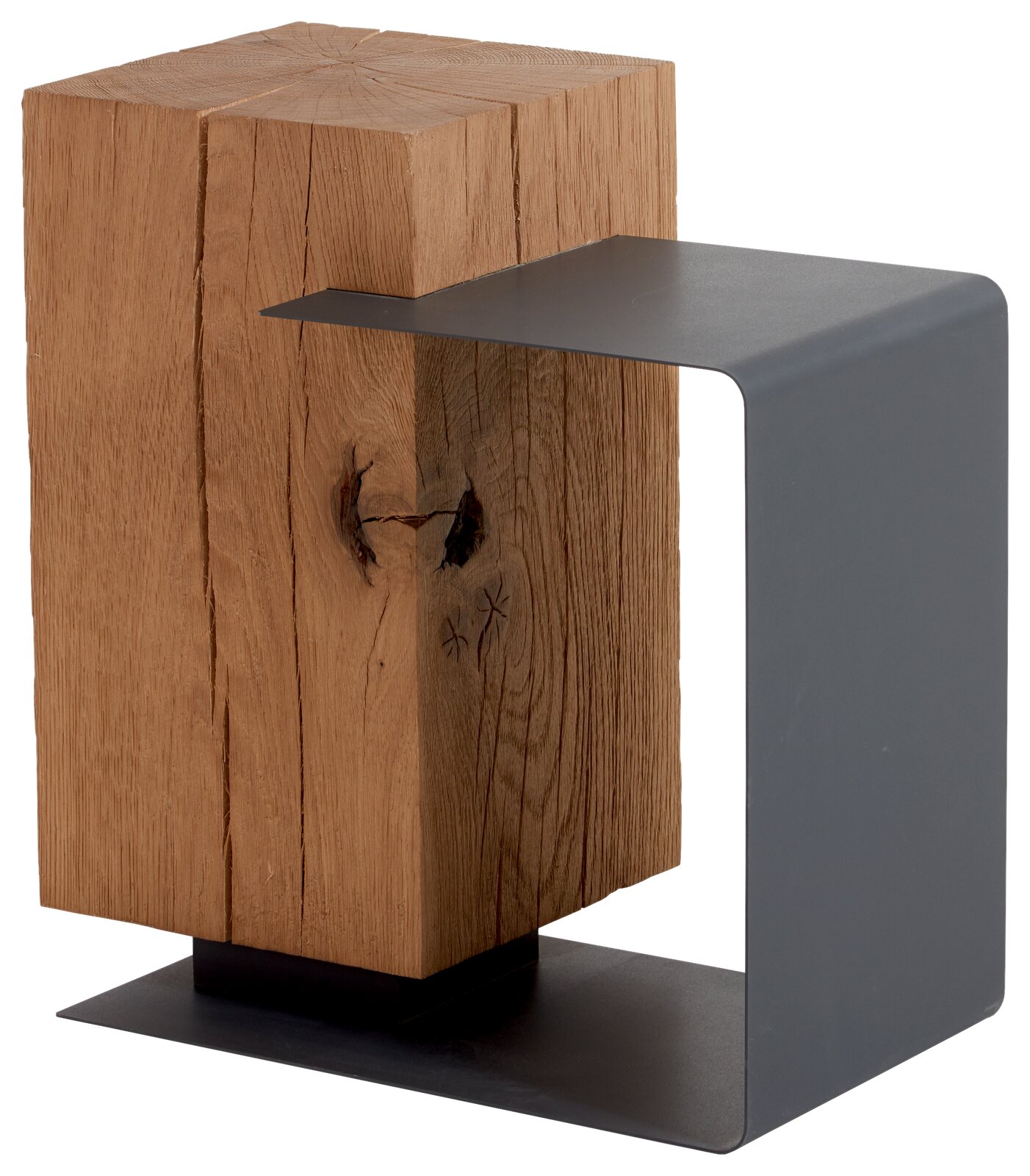 Zurbrüggen Beistelltisch NATURSTÜCKE Moderner Beistelltisch aus Holz und Metall, seitliche Perspektive