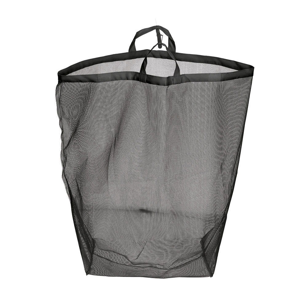 Schwarzer Wäschesammler mit Tragetasche, frontal abgebildet