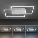 Moderne Deckenleuchte aus Stahl mit rechteckigem Design und LED-Beleuchtung, von unten betrachtet.