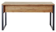 Moderner Schreibtisch aus Holz mit Metallbeinen, Frontalansicht