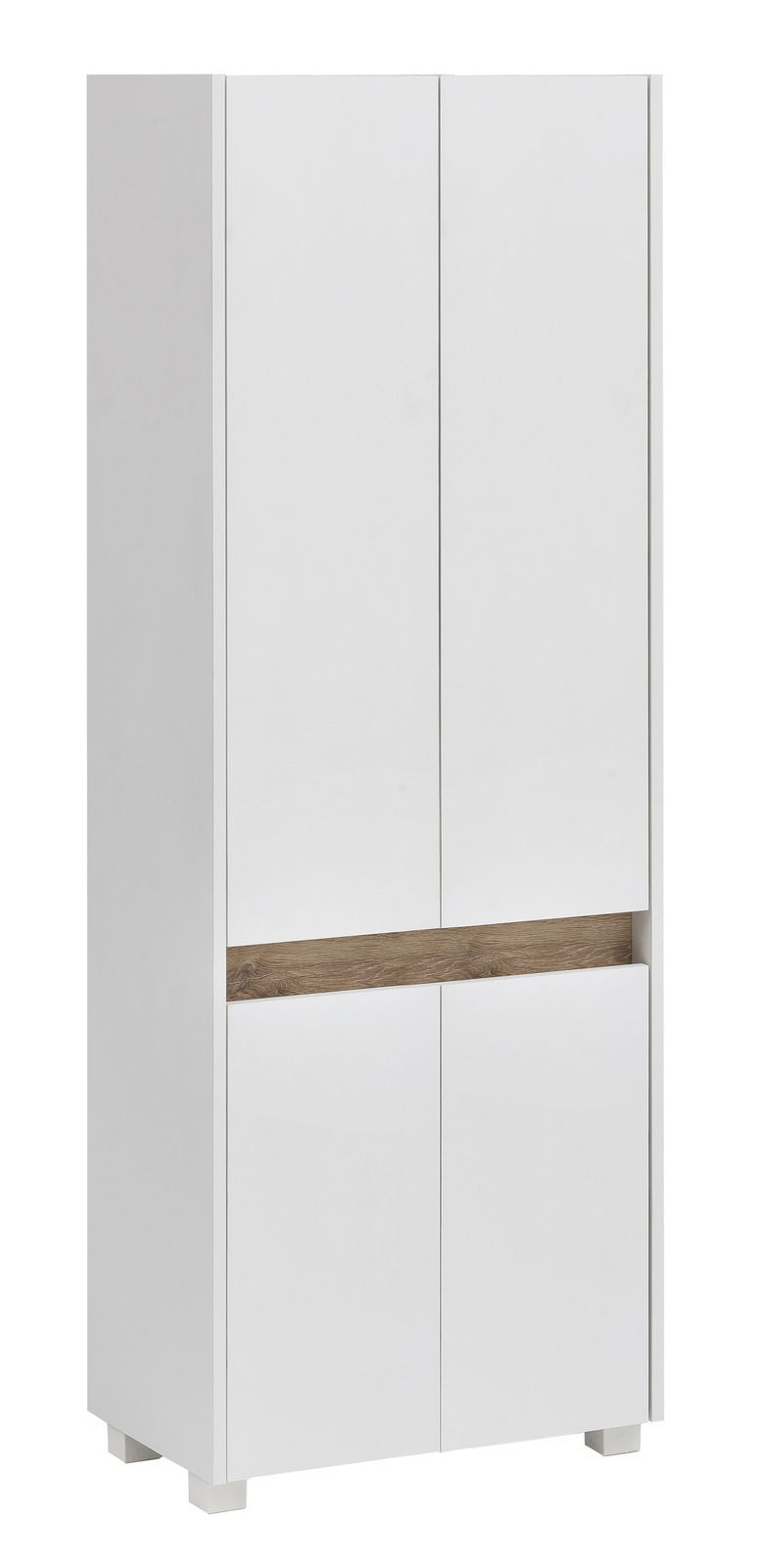 Stylife Hochschrank 57 cm COSMO Hochschrank 57 cm in Weiß mit Holzdekorleiste, Frontalansicht