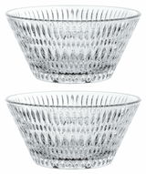 Zwei durchsichtige Schalen mit Ethno-Muster, seitliche Perspektive