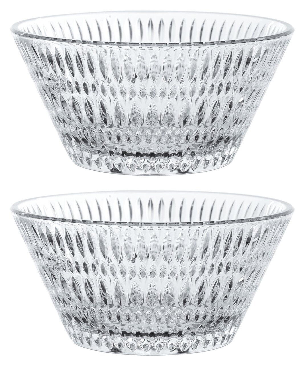 Nachtmann Schale 16,5cm 2er Set ETHNO Zwei durchsichtige Schalen mit Ethno-Muster, seitliche Perspektive