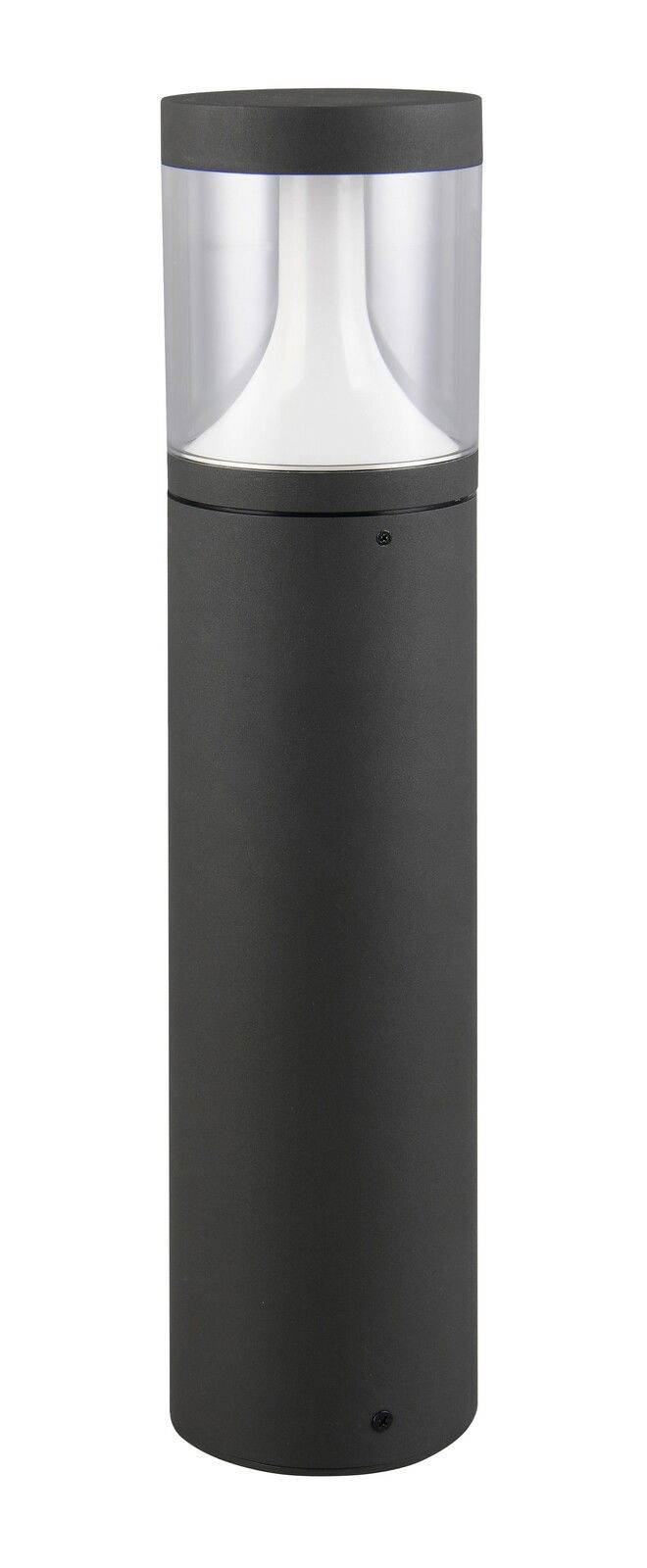 LED-Außen-Sockelleuchte in zylindrischer Form, seitliche Perspektive