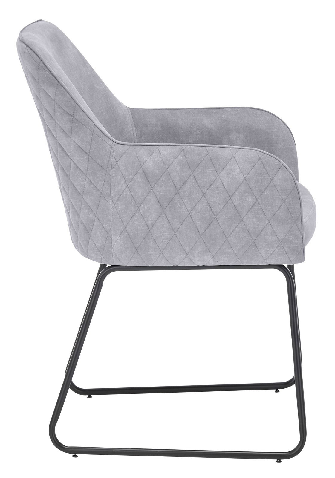 Set one by Musterring Kufenstuhl SET ONE FONTANA Grauer Kufenstuhl mit gestepptem Muster, Seitenansicht