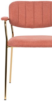 Roter Armlehnenstuhl mit goldenen Beinen, seitliche Perspektive