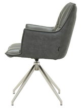 Moderner grauer Sessel mit Metallgestell, Seitenansicht