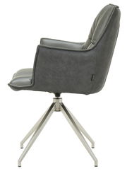 Moderner grauer Sessel mit Metallgestell, Seitenansicht