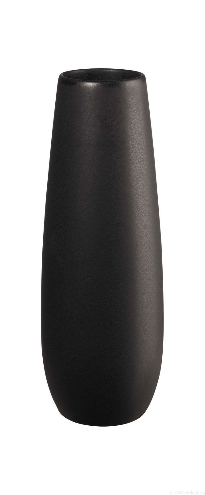 Schwarze Eisen-Vase aus der Asa Selection Vasen-Serie EASE, frontal abgebildet.