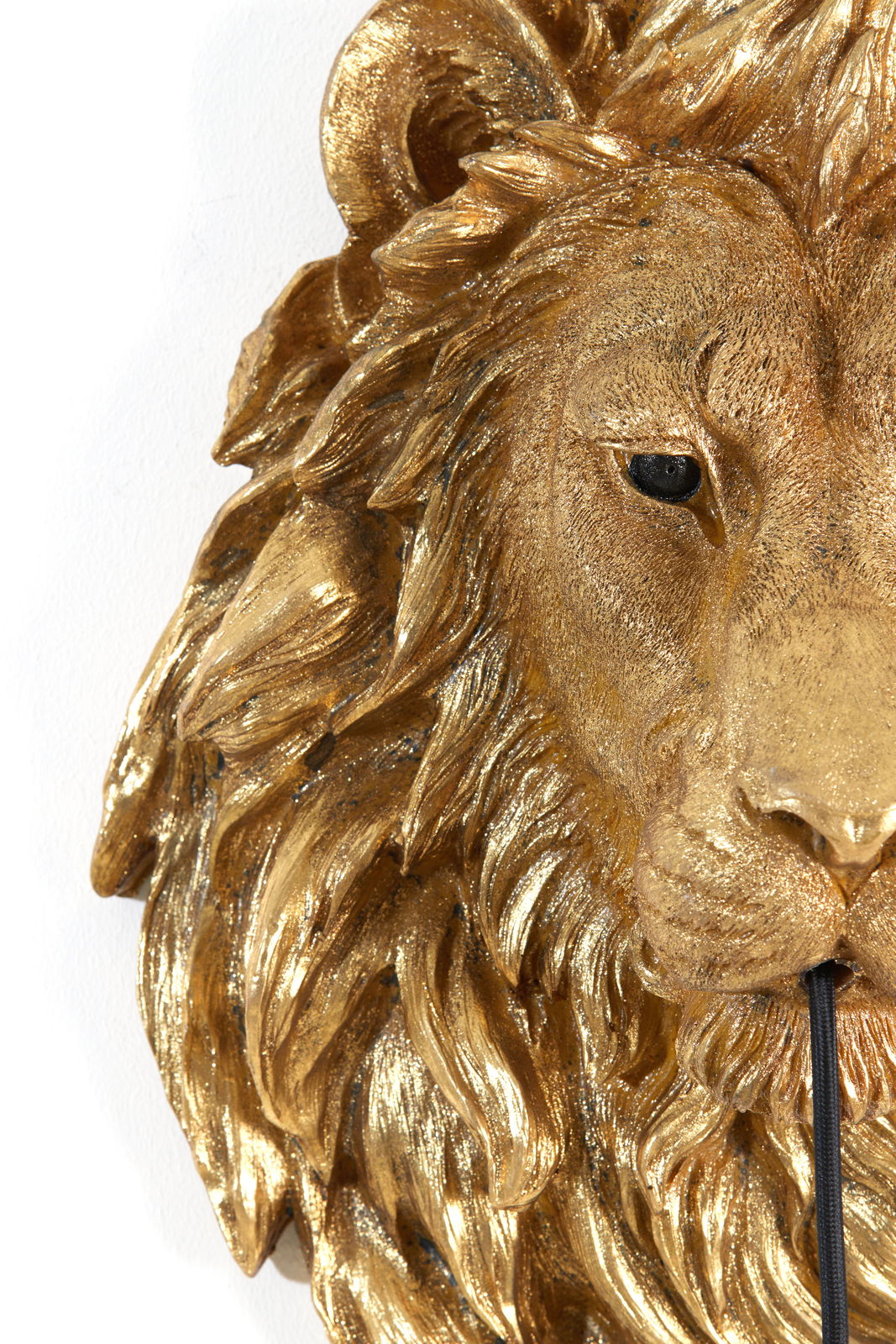 Light&Living Wandlamp LION Nahaufnahme einer goldenen Löwenkopf-Wandleuchte, die von vorne gezeigt wird. Der Löwe hat detaillierte Gesichtszüge und eine prächtige Mähne.