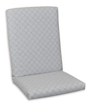 Graue Mittellehnerauflage mit Rautenmuster, seitliche Perspektive