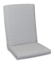 Grijze rugleuningbekleding met ruitpatroon, zijaanzicht