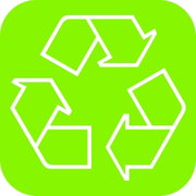 Recycling-Symbol auf grünem Hintergrund, Draufsicht
