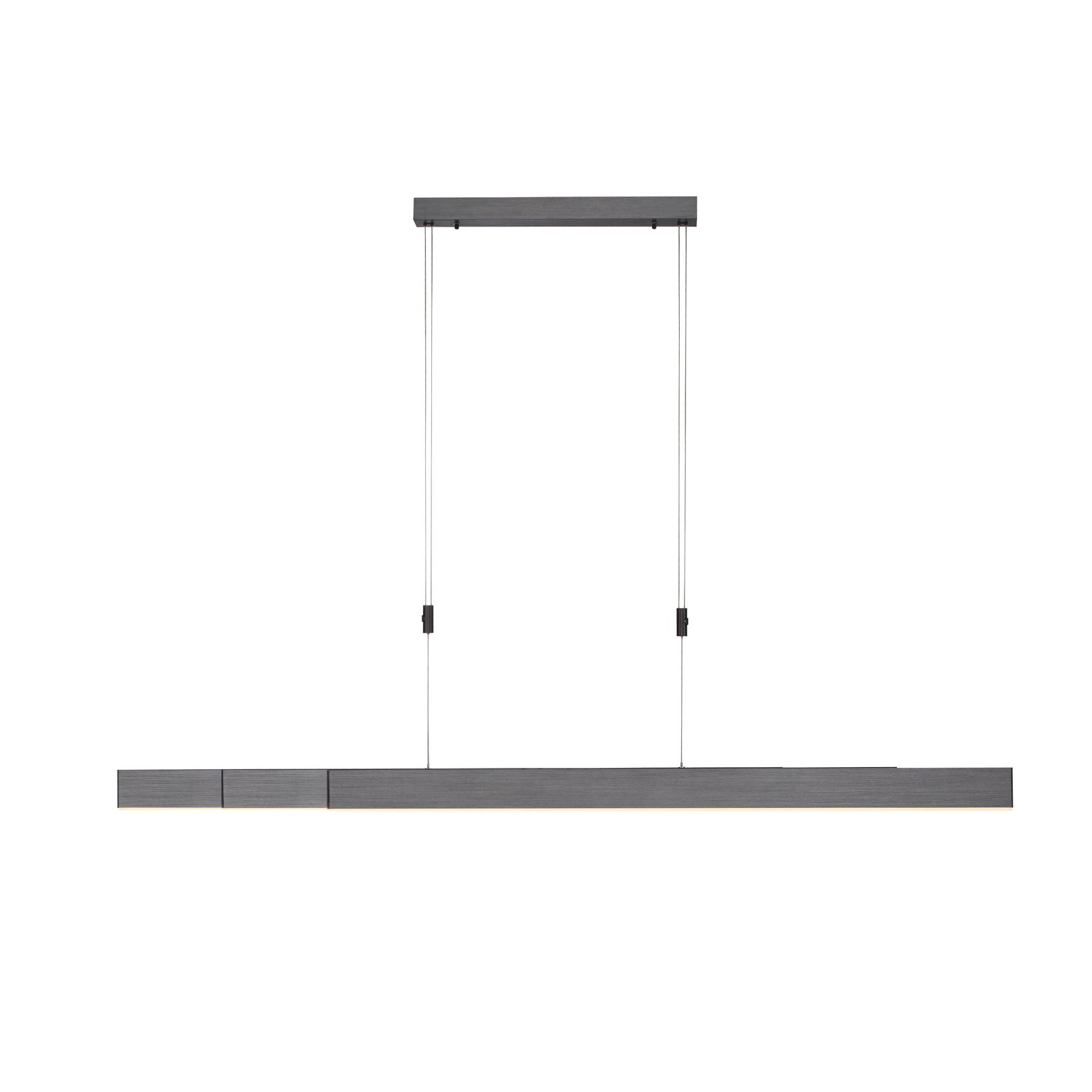 Moderne LED-Pendelleuchte PURE MOTO in minimalistischer, rechteckiger Form, von vorne betrachtet.