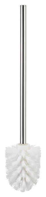 Ersatz-Toilettenbürste mit weißem Bürstenkopf und silbernem Griff, Frontalansicht