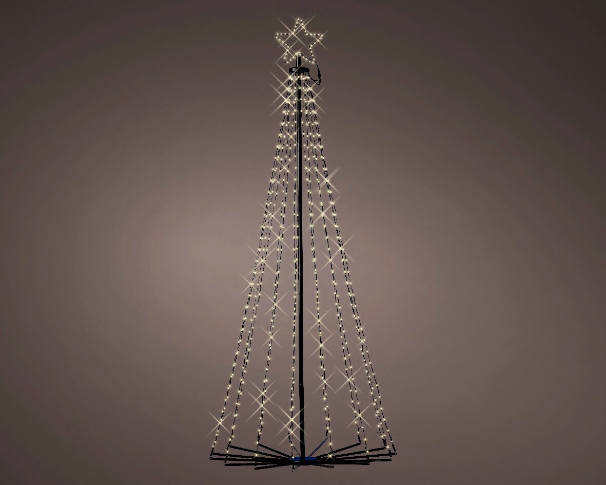 Lumineo LED-Baum 180cm LED Baum aus Eisen mit Twinkle Effekt, frontal fotografiert, zeigt eine elegante Struktur mit leuchtenden Lichtern und einem Stern an der Spitze.