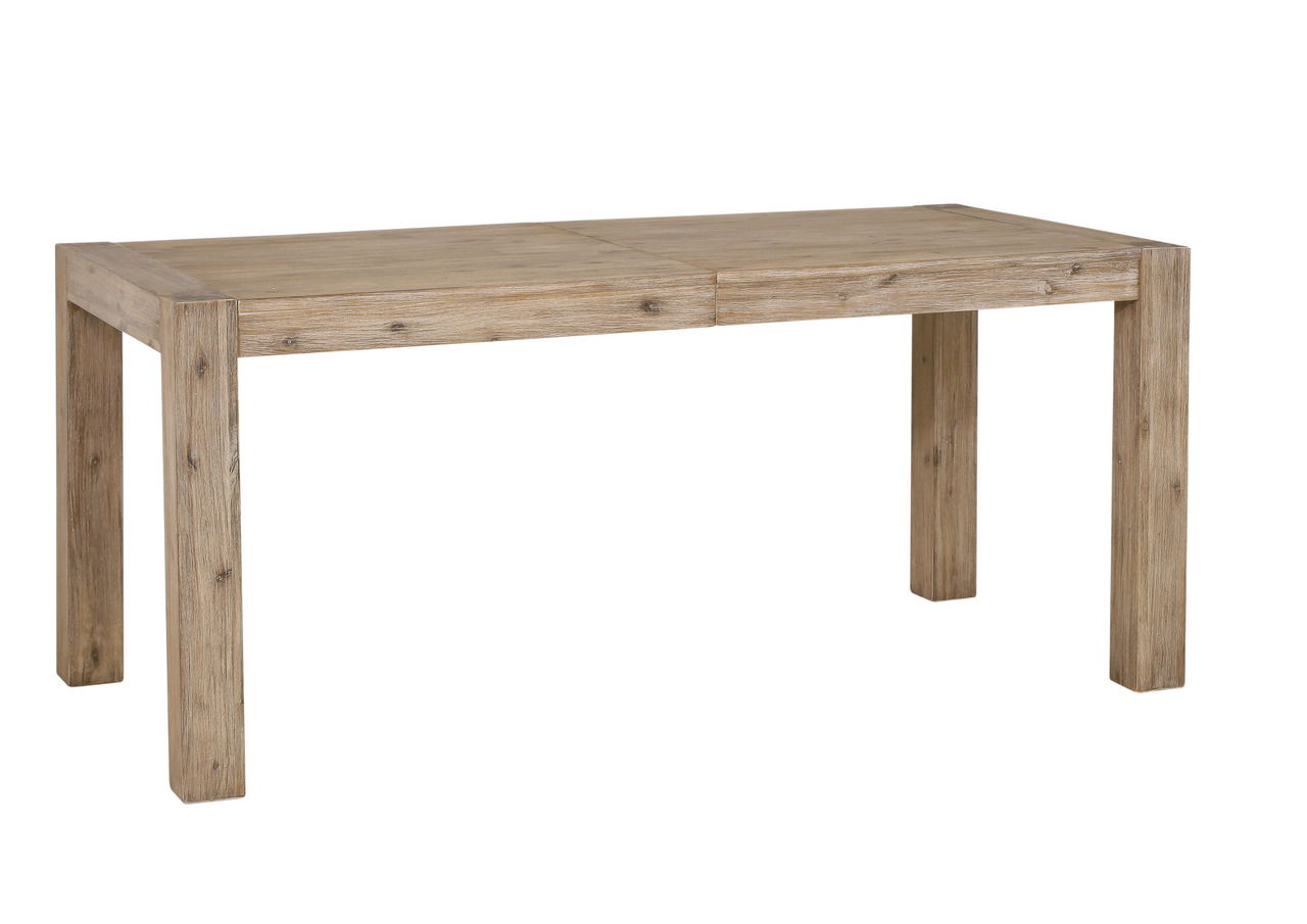 Holzesstisch in rechteckiger Form, aus hellem Holz mit natürlicher Maserung, seitliche Perspektive