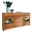 Hochwertiges Highboard aus Holz mit Glasvitrinen, dekoriert mit Vasen und Geschirr, seitliche Perspektive