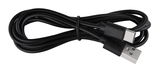 Schwarzes USB-Kabel mit USB-A- und USB-C-Stecker, von oben fotografiert