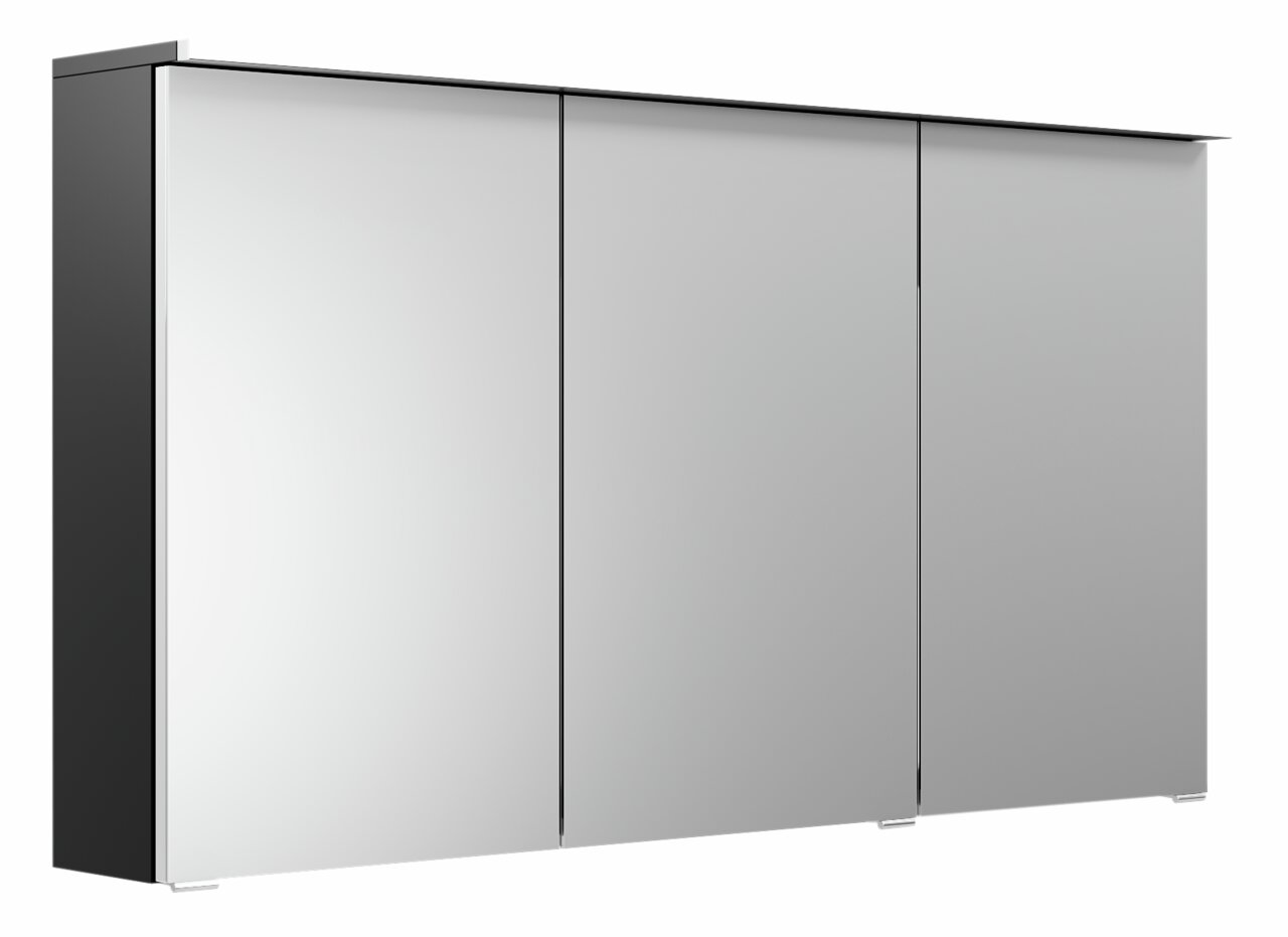 Spiegelschrank mit drei Türen, seitliche Perspektive