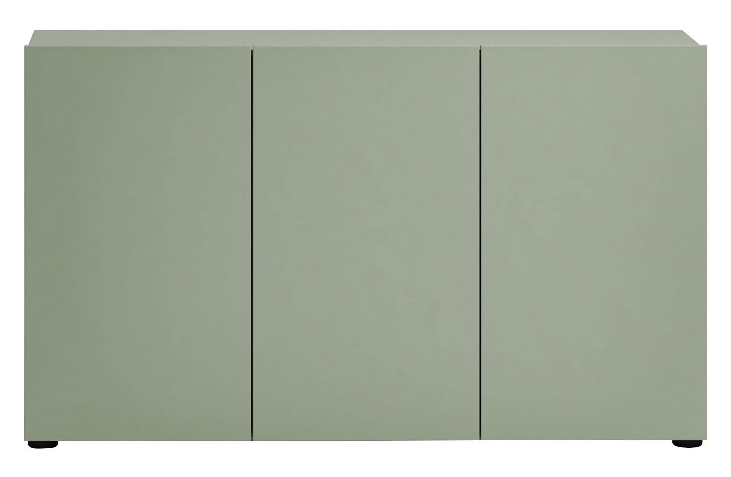 Grüne Kommode mit drei Türen, frontale Ansicht