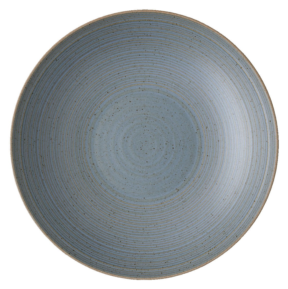 Thomas Supenteller NATURE Tiefer Teller mit blauer, gesprenkelter Oberfläche und konzentrischen Kreisen, Draufsicht