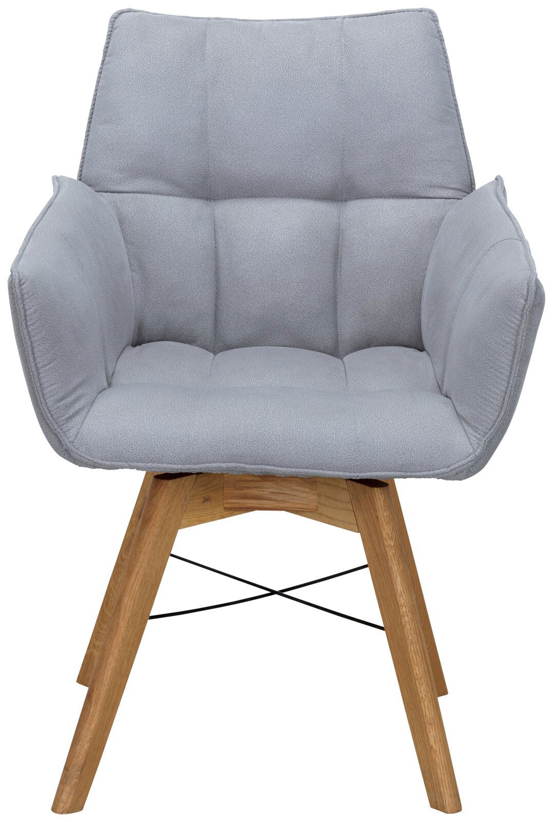 Waldwelt Armlehnenstuhl BARBADOS Grauer Armlehnenstuhl mit gepolstertem Sitz und Rückenlehne, aus Holzbeinen, Vorderansicht