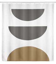 Duschvorhang mit geometrischem Muster in Grau und Braun, Frontalansicht