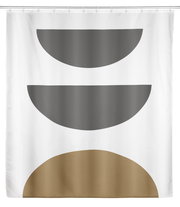 Duschvorhang mit geometrischem Muster in Grau und Braun, Frontalansicht