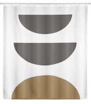 Duschvorhang mit geometrischem Muster in Grau und Braun, Frontalansicht
