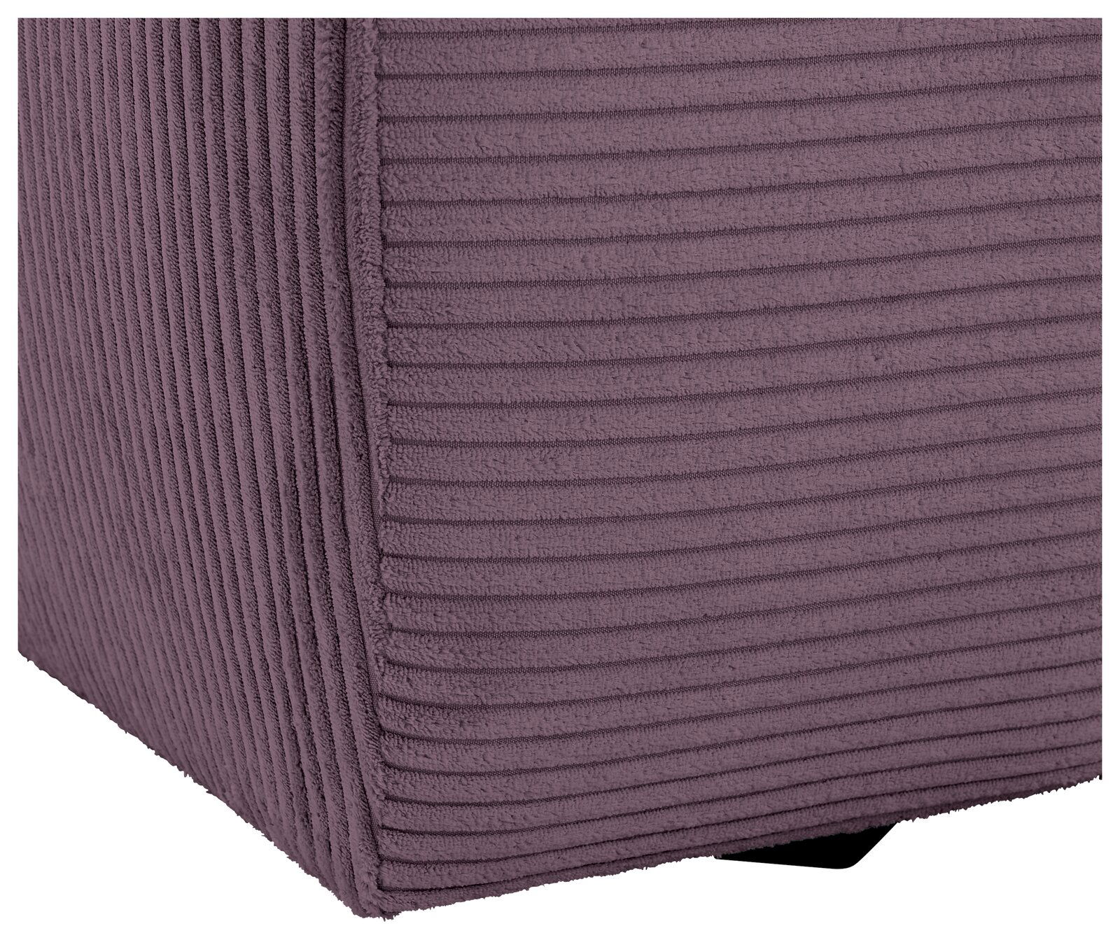 Z2 Big Sofa CASABLANCA Nahaufnahme einer Ecke eines Big-Sofas mit lila, geripptem Stoffbezug.