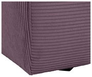 Nahaufnahme einer Ecke eines Big-Sofas mit lila, geripptem Stoffbezug.