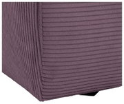 Nahaufnahme einer Ecke eines Big-Sofas mit lila, geripptem Stoffbezug.