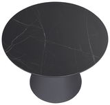 Runder Beistelltisch mit schwarzer Marmoroptik, Ansicht von oben