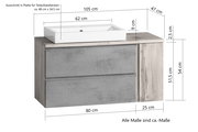 Waschtisch-Set 105 cm mit rechteckigem Waschbecken und Unterschrank in Holzoptik, Frontansicht