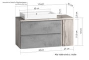 Waschtisch-Set 105 cm mit rechteckigem Waschbecken und Unterschrank in Holzoptik, Frontansicht