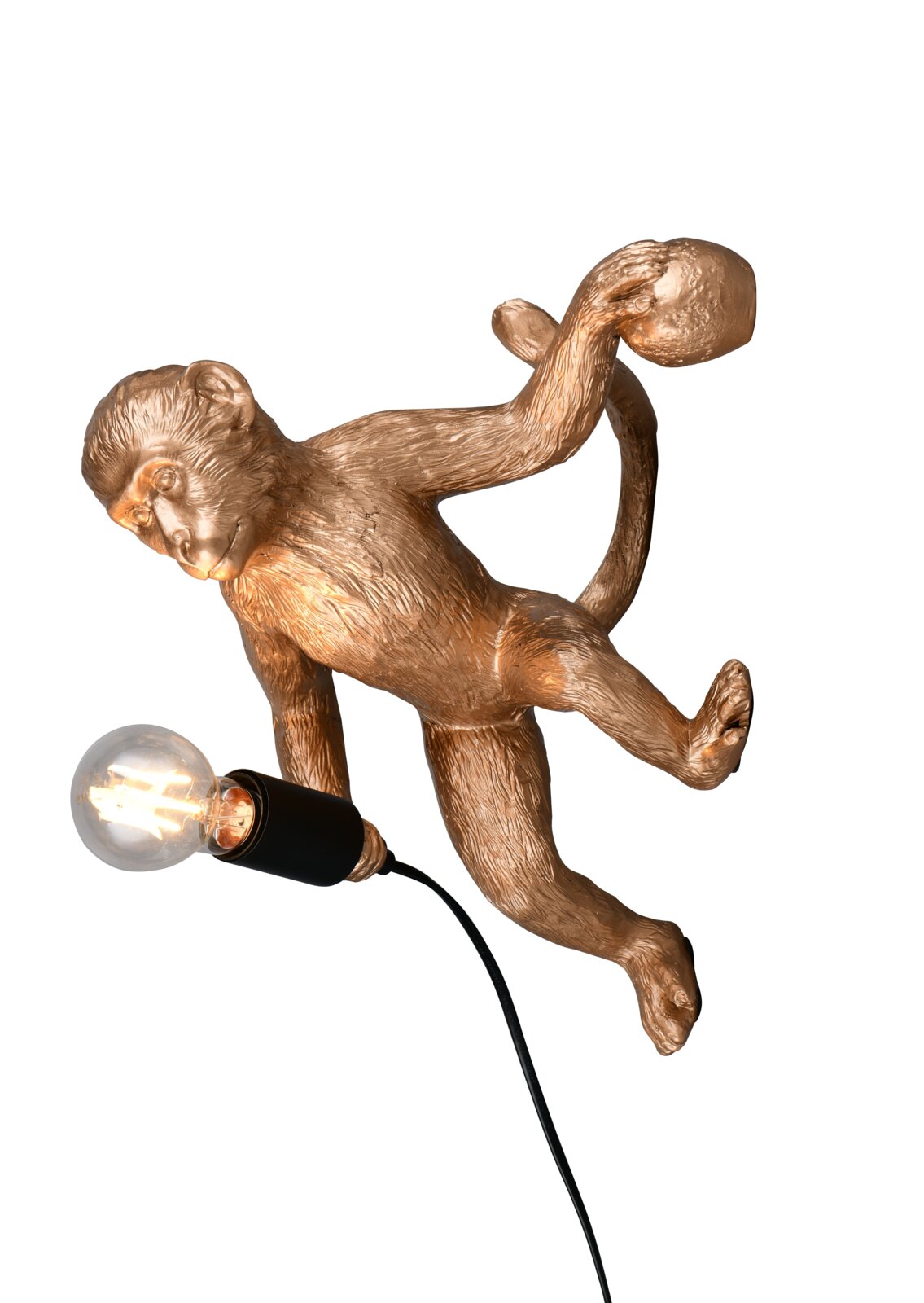 Reality Leuchten Wandleuchte LOUY Goldene Affen-Wandleuchte mit Glühbirne, seitliche Perspektive