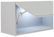 Hängeschrank mit geöffneter Klappe, seitliche Perspektive