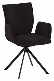 Drehbarer Sessel der Serie JAZZ von Dieter Knoll in schwarzem Stoff mit Metallgestell, seitliche Perspektive