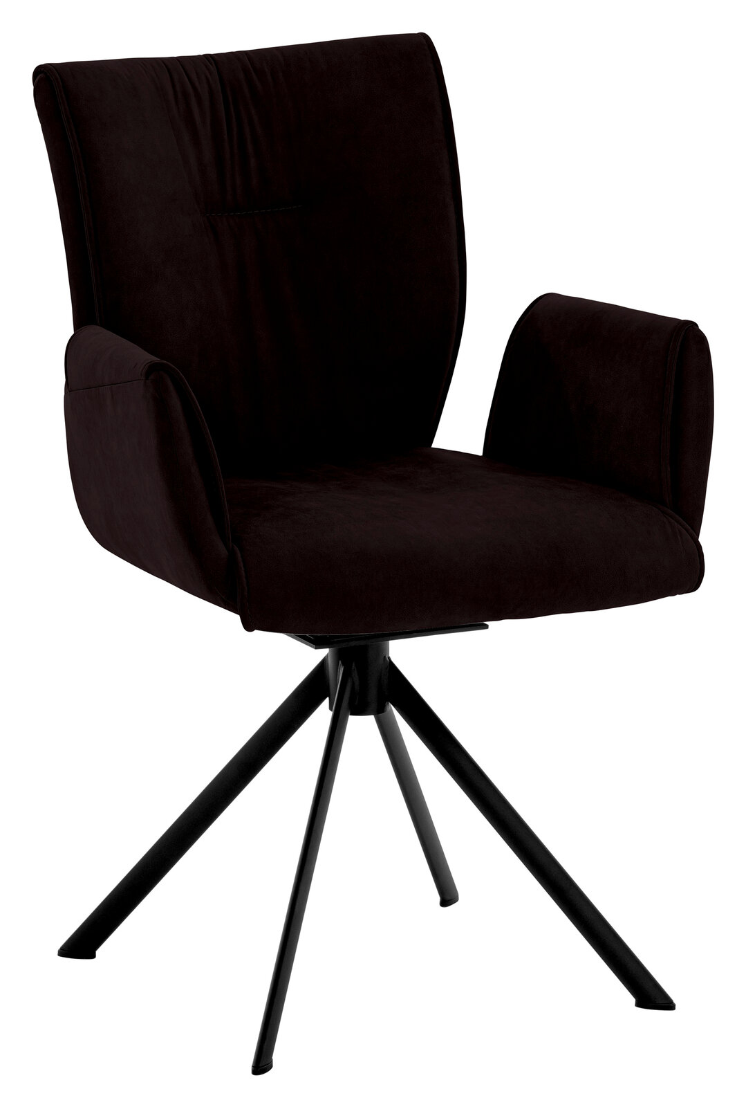 Drehbarer Sessel der Serie JAZZ von Dieter Knoll in schwarzem Stoff mit Metallgestell, seitliche Perspektive