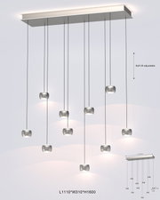 Moderne LED-hanglamp met meerdere hangende lampen, zijaanzicht