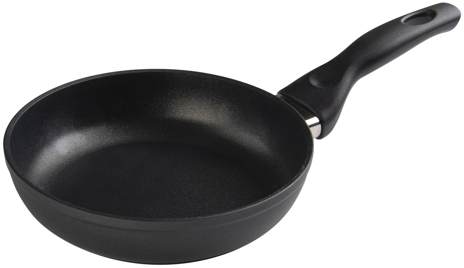 Schwarze Pfanne der Serie Panarea von Ballarini, 20 cm, seitliche Perspektive