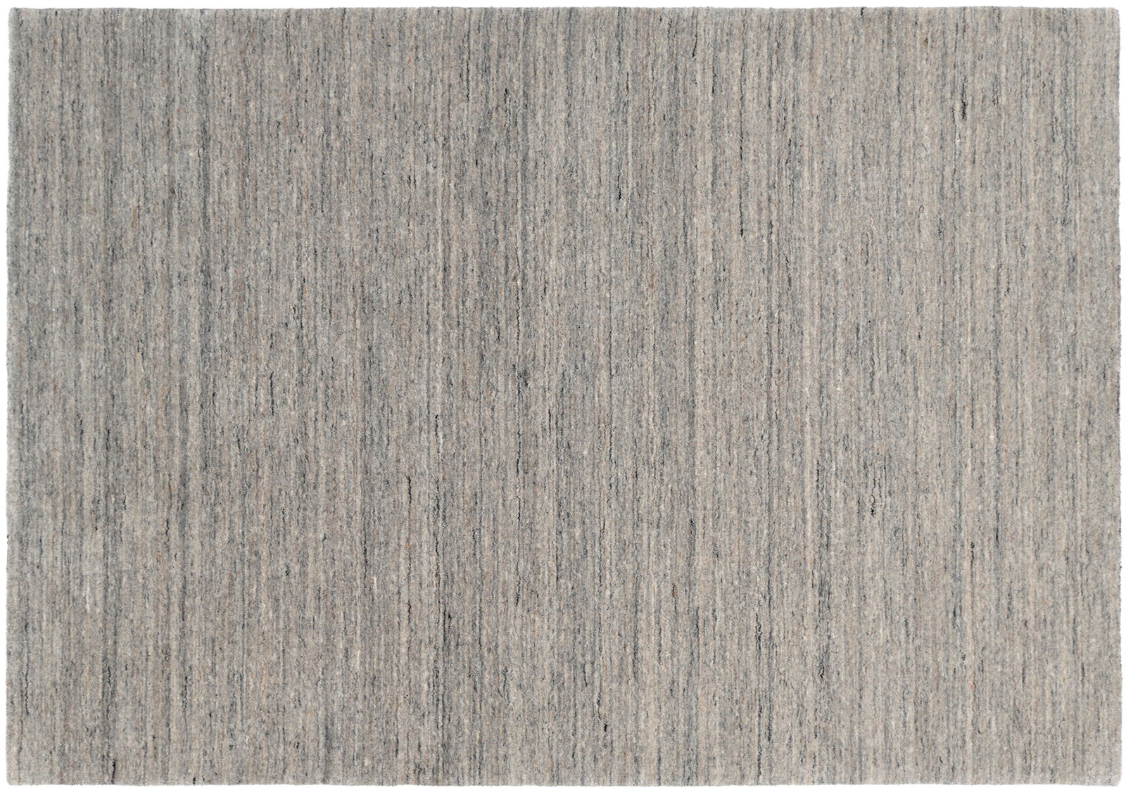 Grauer Wollteppich mit feiner Streifenstruktur, Draufsicht