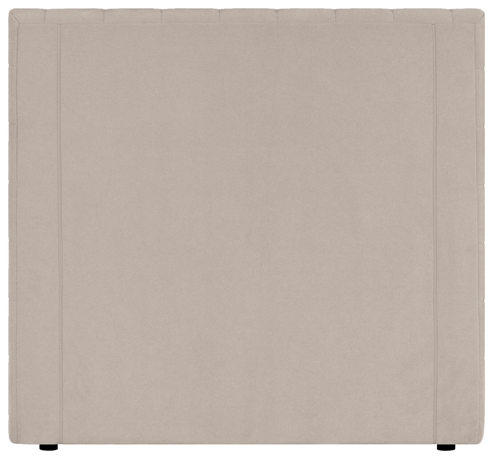 Beiges, gepolstertes Kopfteil mit Stoffbezug und umlaufender Steppung, frontale Ansicht